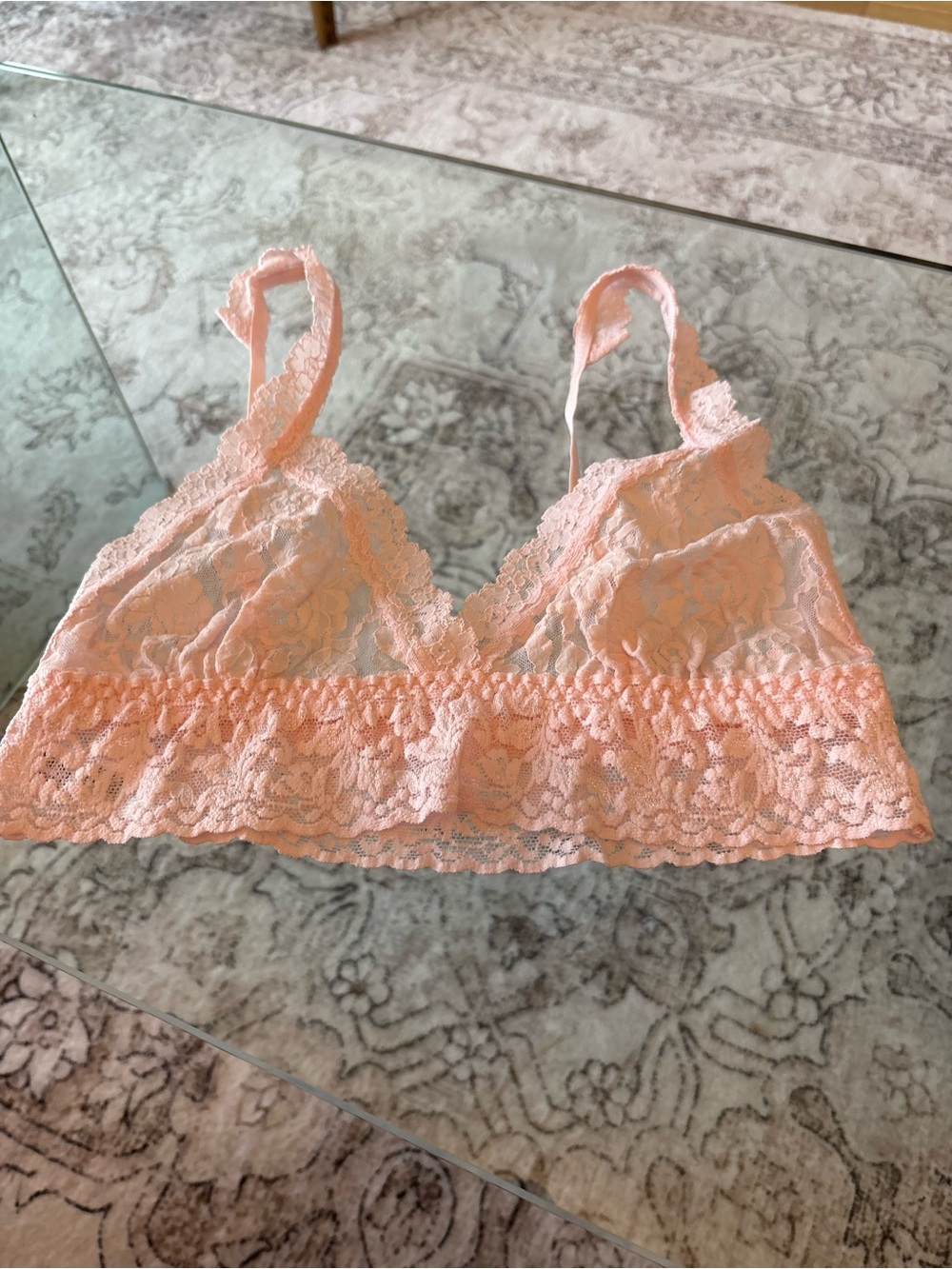 Hanky Panky Signature Lace Crossover Bralette – Peach/Coral – Size S